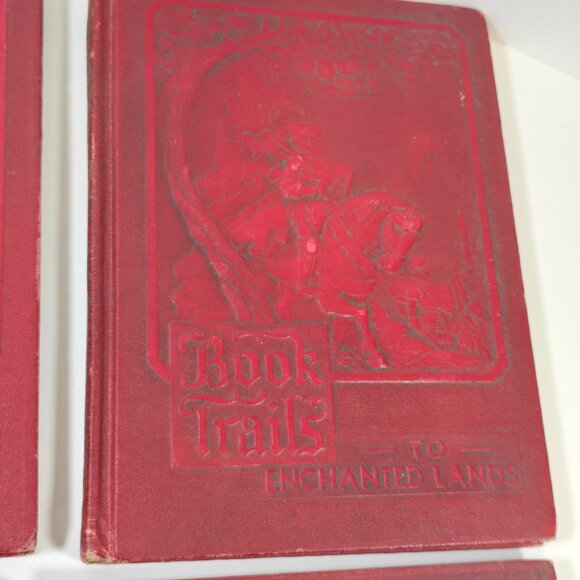 Book Trails Set 1928 Child Development Red Embossed Cover Colorful Illustrations - Picture 5 of 16